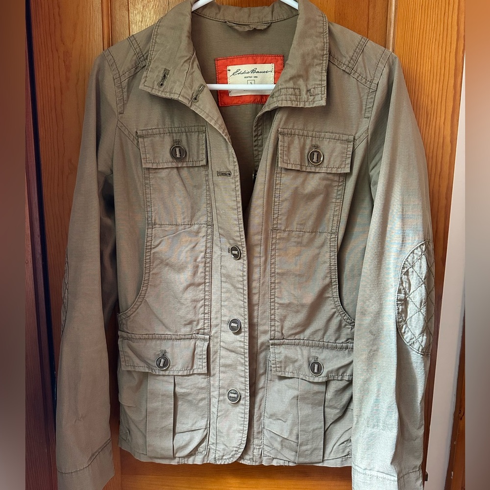 Eddie Bauer Army Military Style Olive Green Utility Jacket - Small